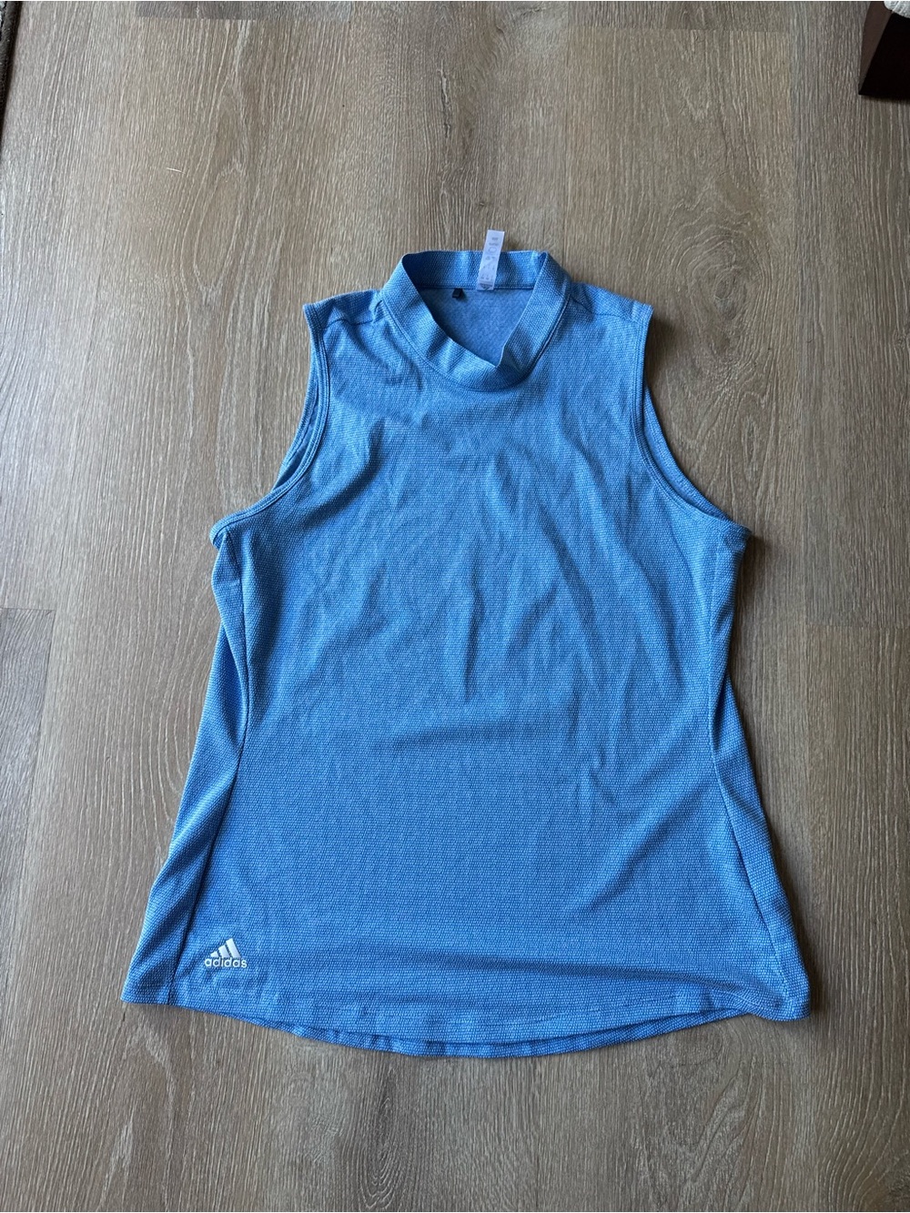 adidas Women’s Sky Blue Sleeveless Mock Neck Tank